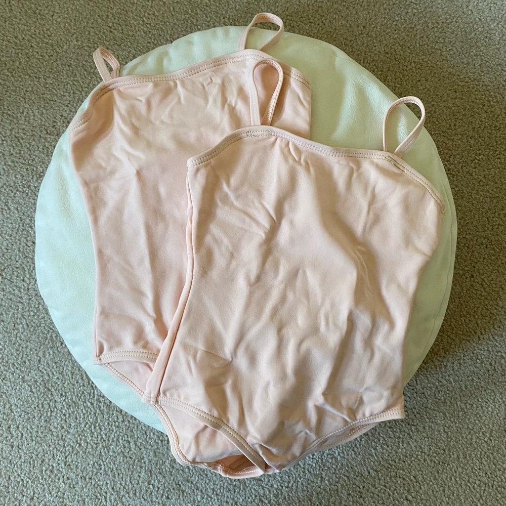 Lot of 2 Capezio Light Pink Cami Leotard. Girls Size I. NWOT.